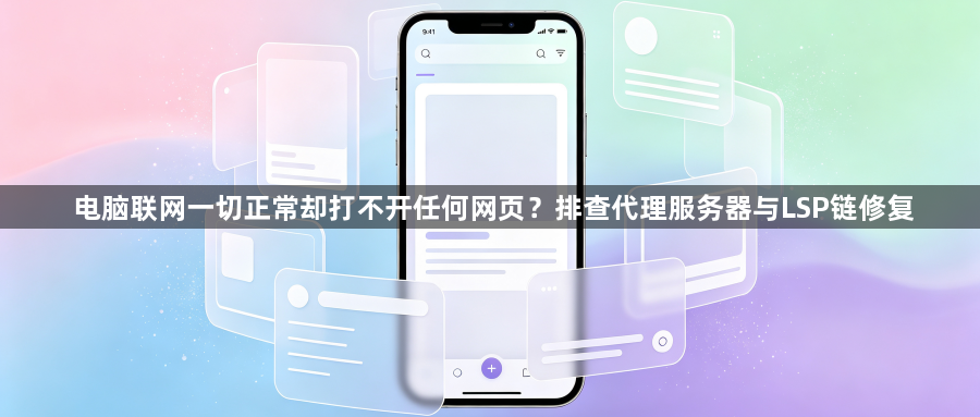 电脑联网一切正常却打不开任何网页?排查代理服务器与LSP链修复1